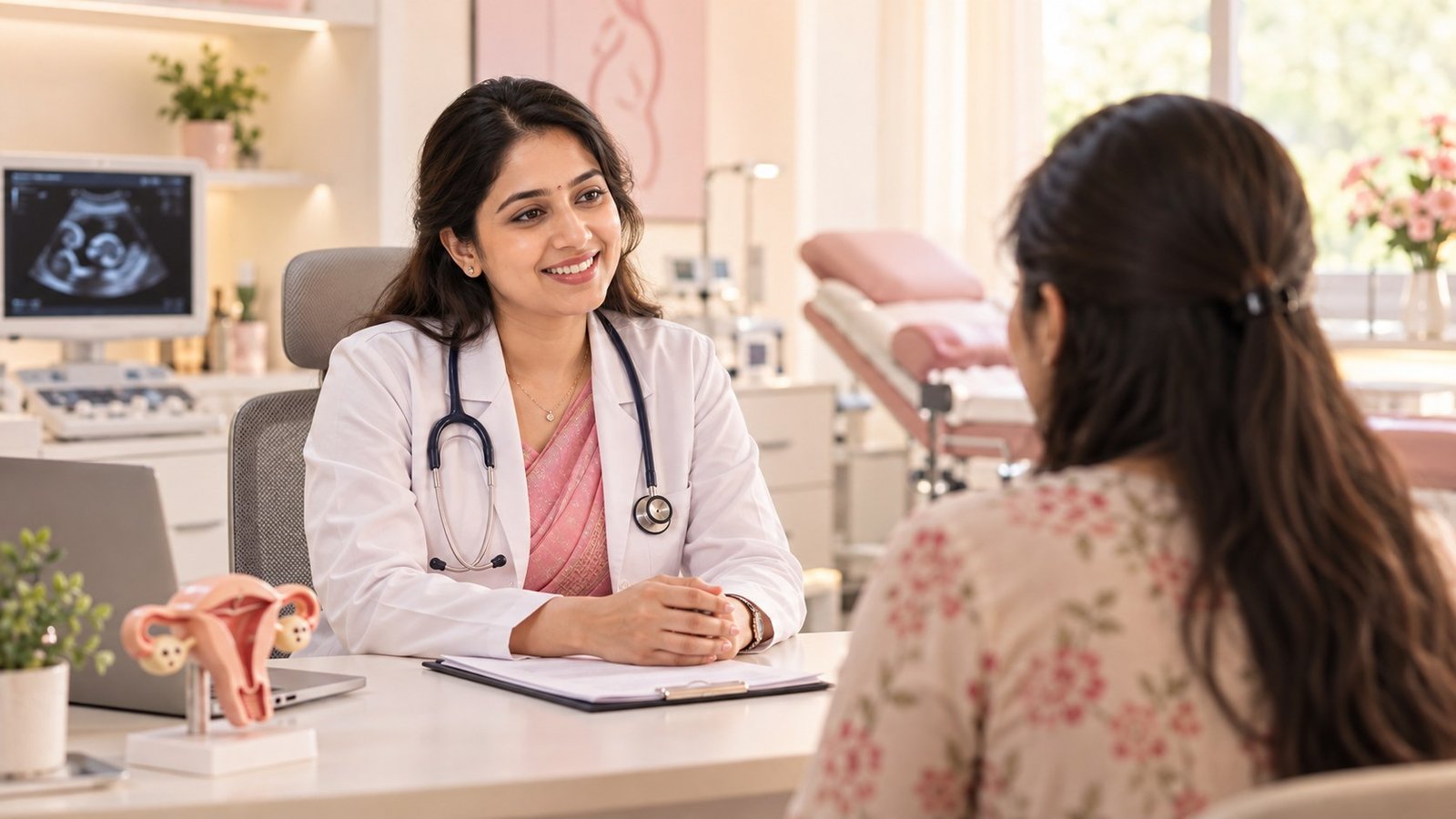 Dr. Nida consulting a patient