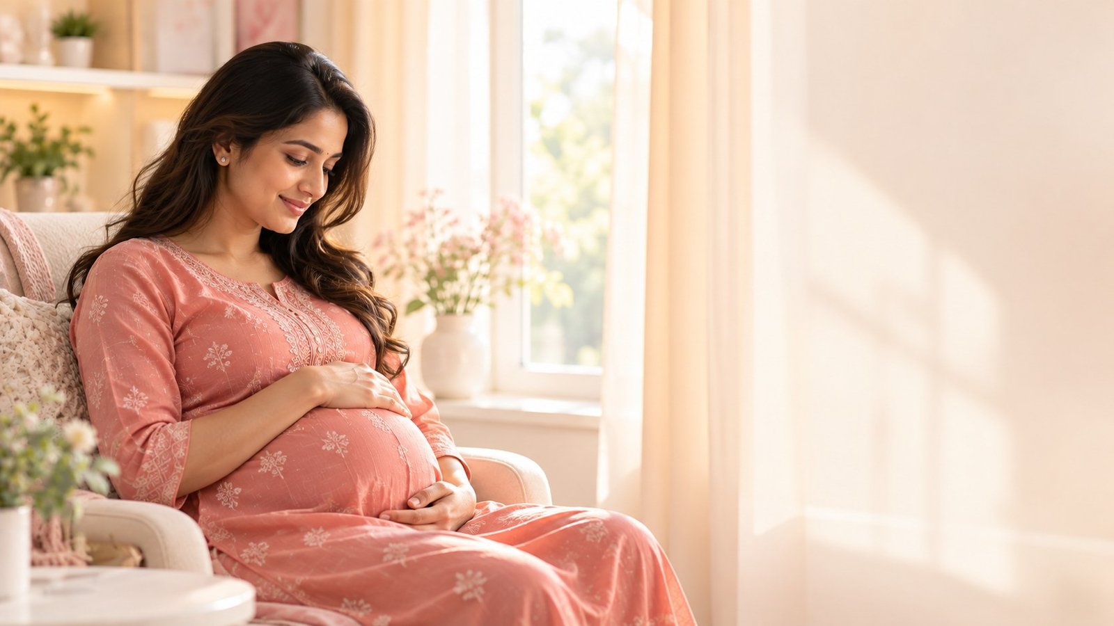 Expectant mother resting at home